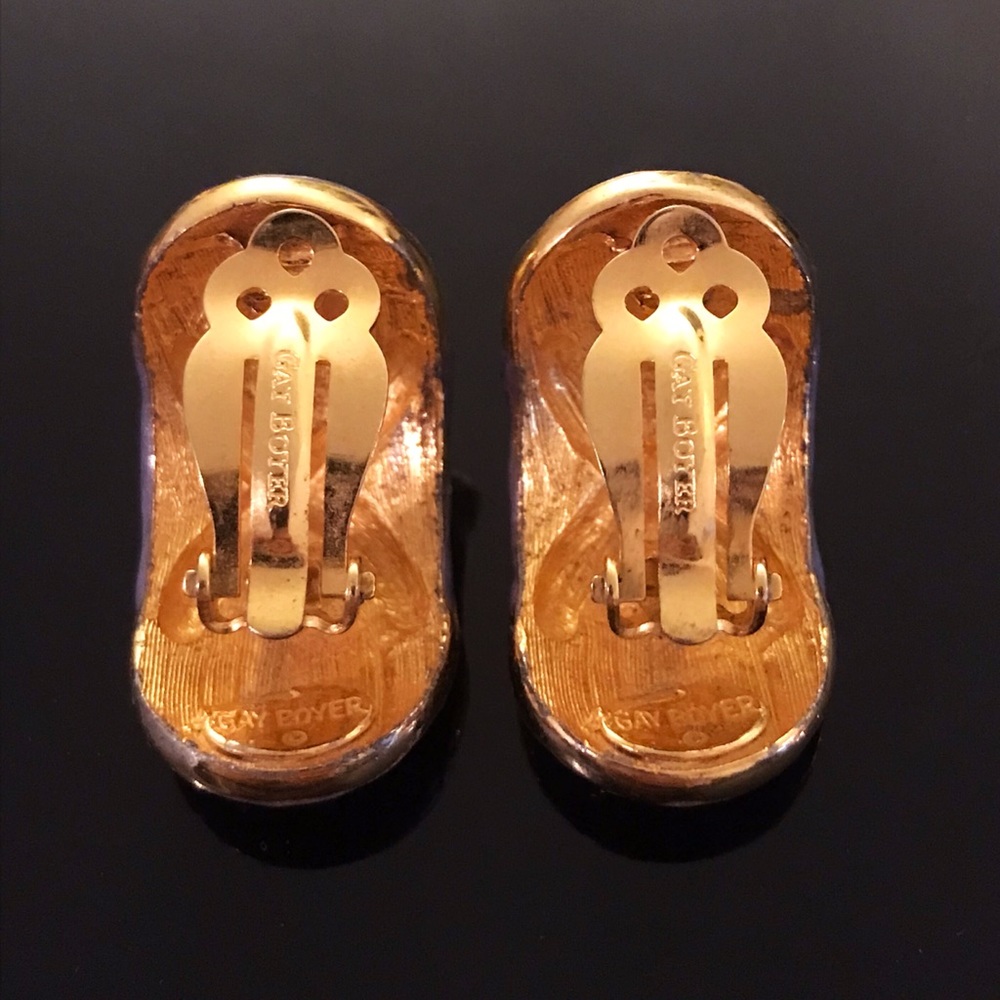 ✨Gorgeous Signed Gay Boyer Antique Earring Clips - Picture 3 of 3